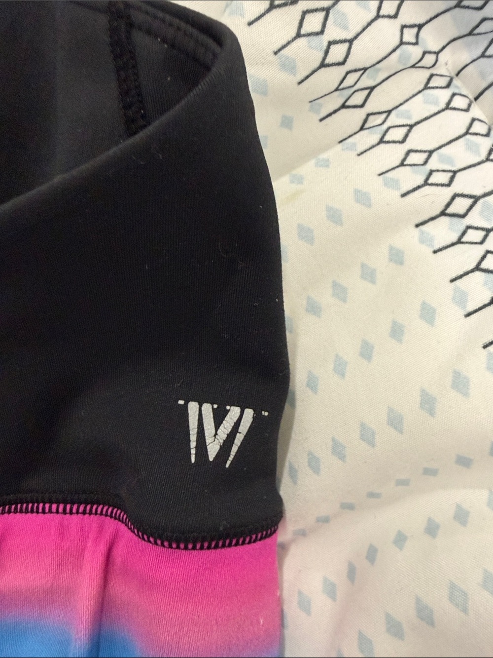 Women's Black Sports Bra with Pink-Blue Gradient Band - Picture 5 of 6